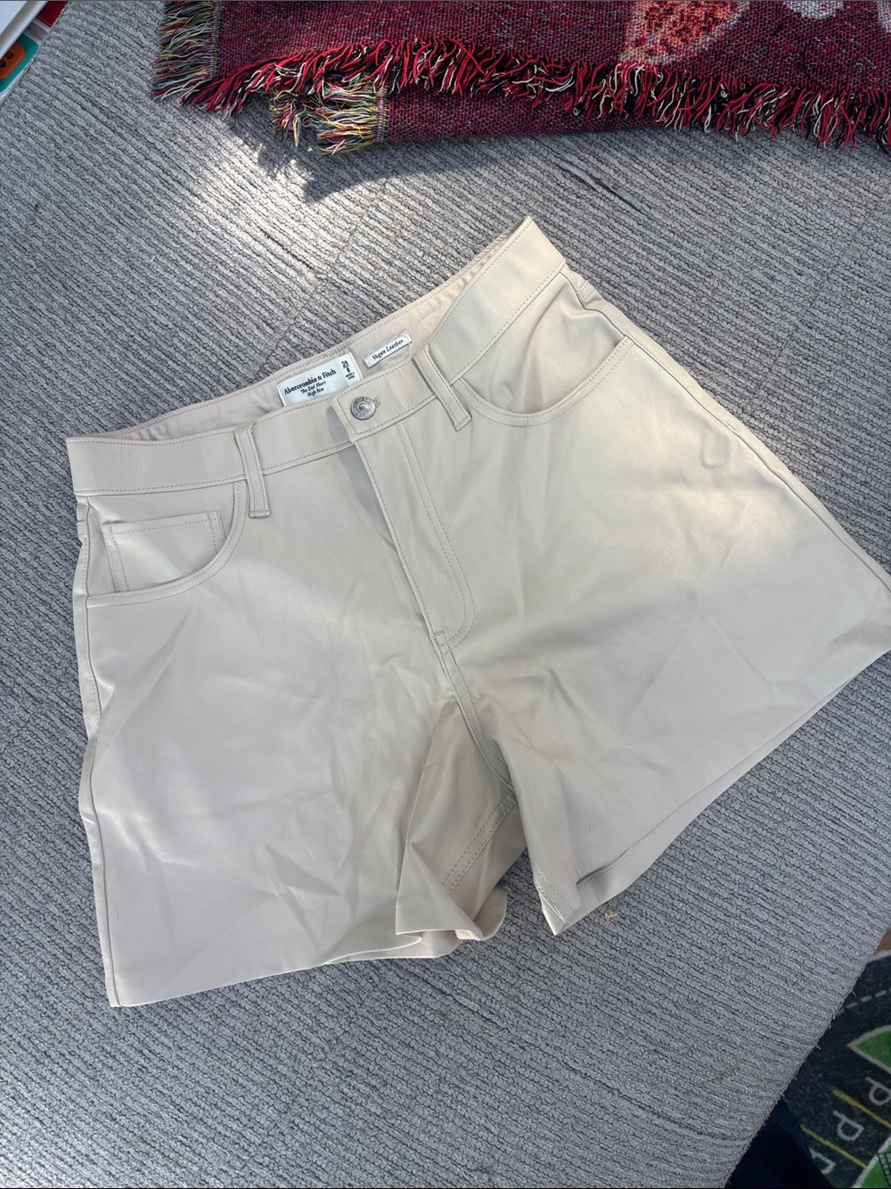High rise vegan leather dad shorts
